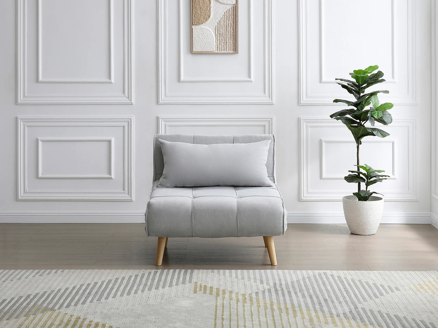 Fauteuil convertible en tissu gris clair CHILA