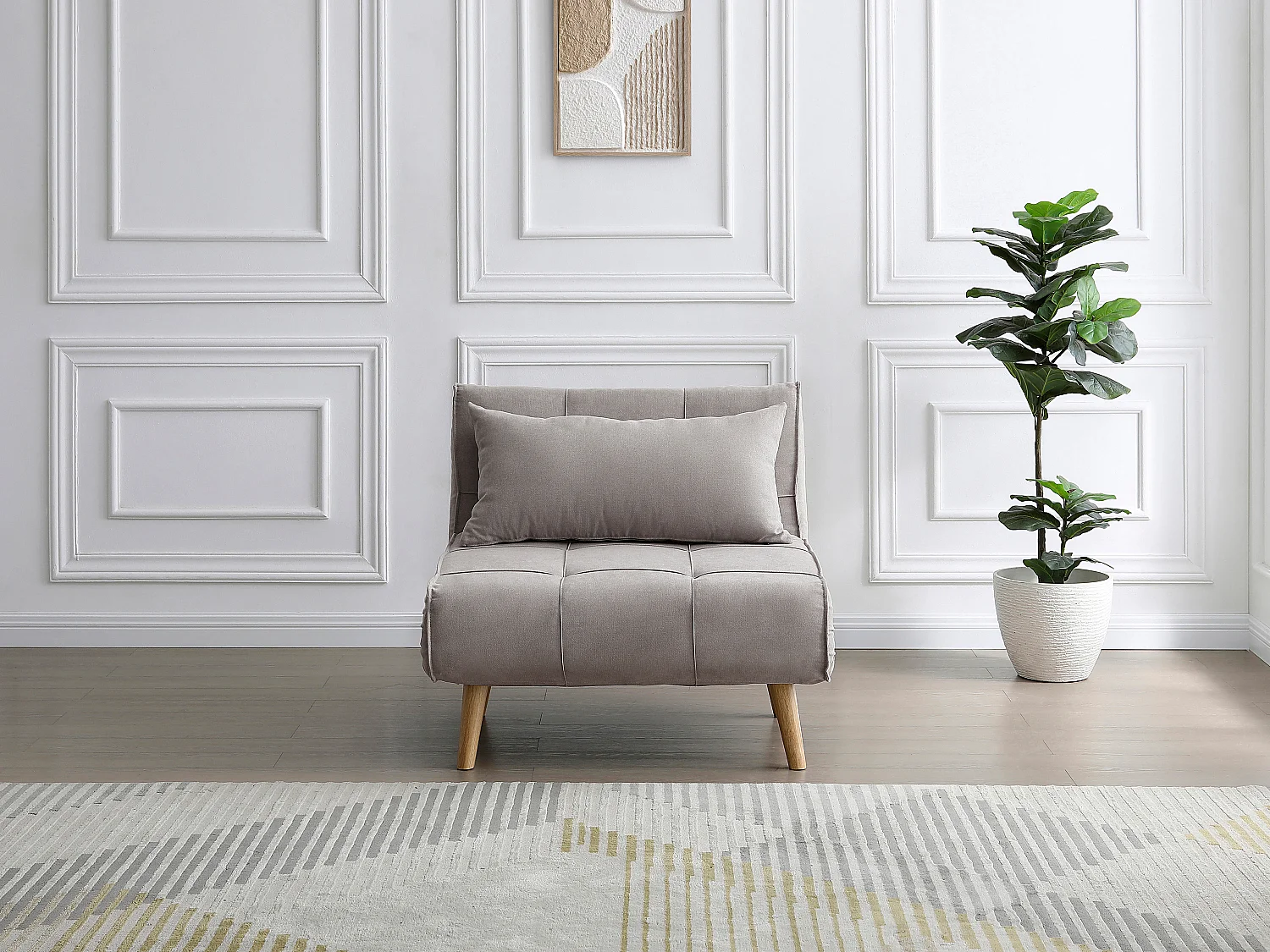 Fauteuil convertible en tissu taupe CHILA