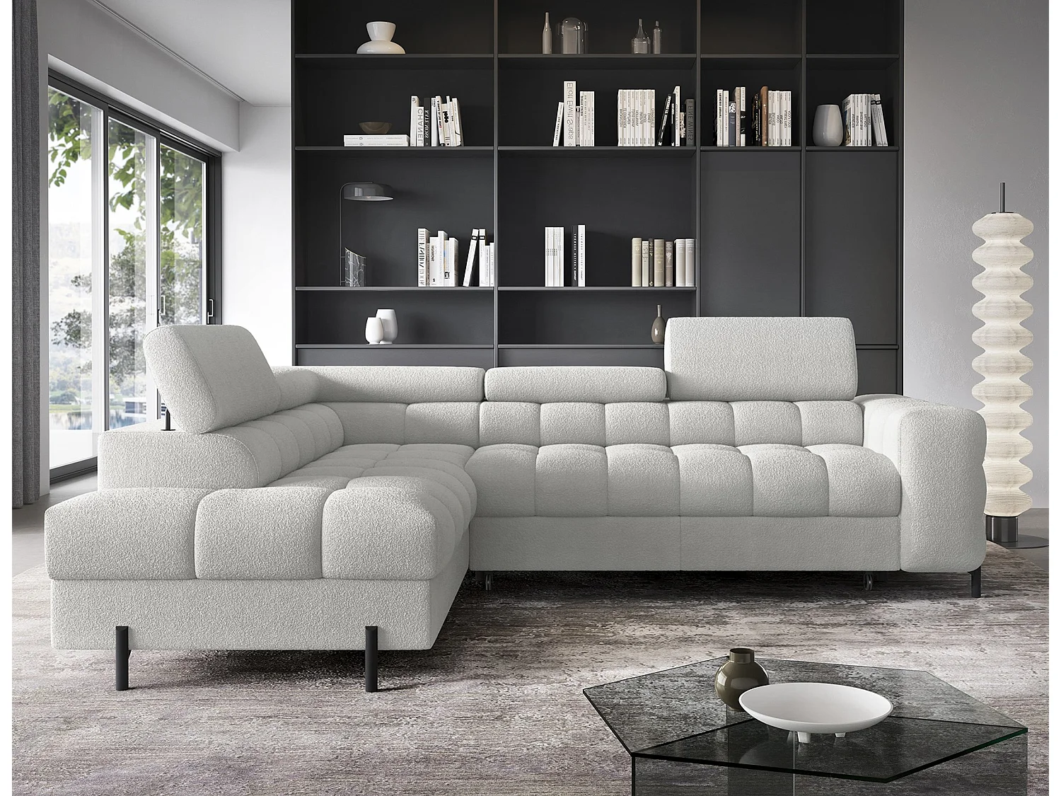 Divano d'angolo Latina L/rivestimento in tessut/Grigio