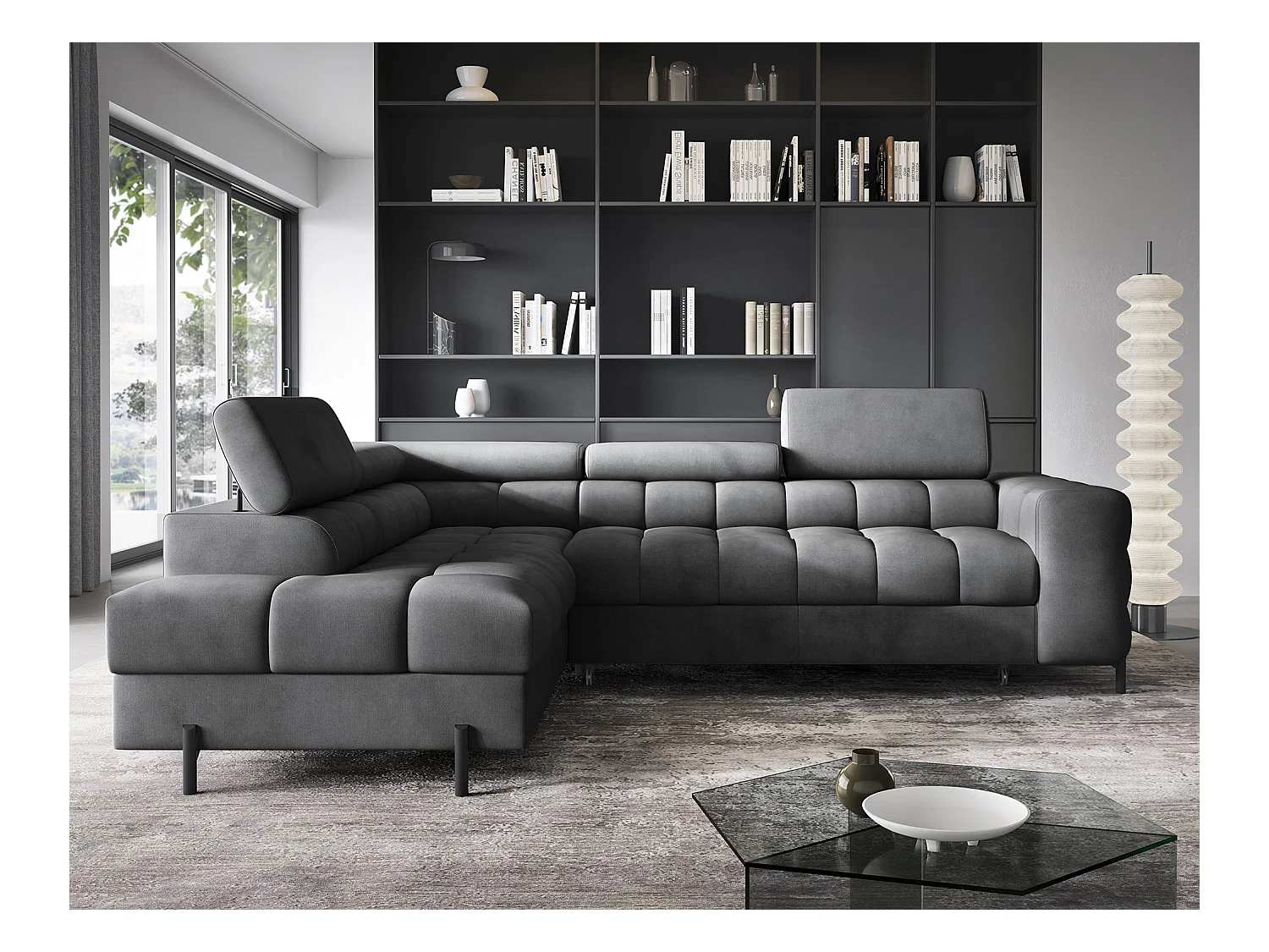 Divano d'angolo Latina L/rivestimento in tessut/Antracite