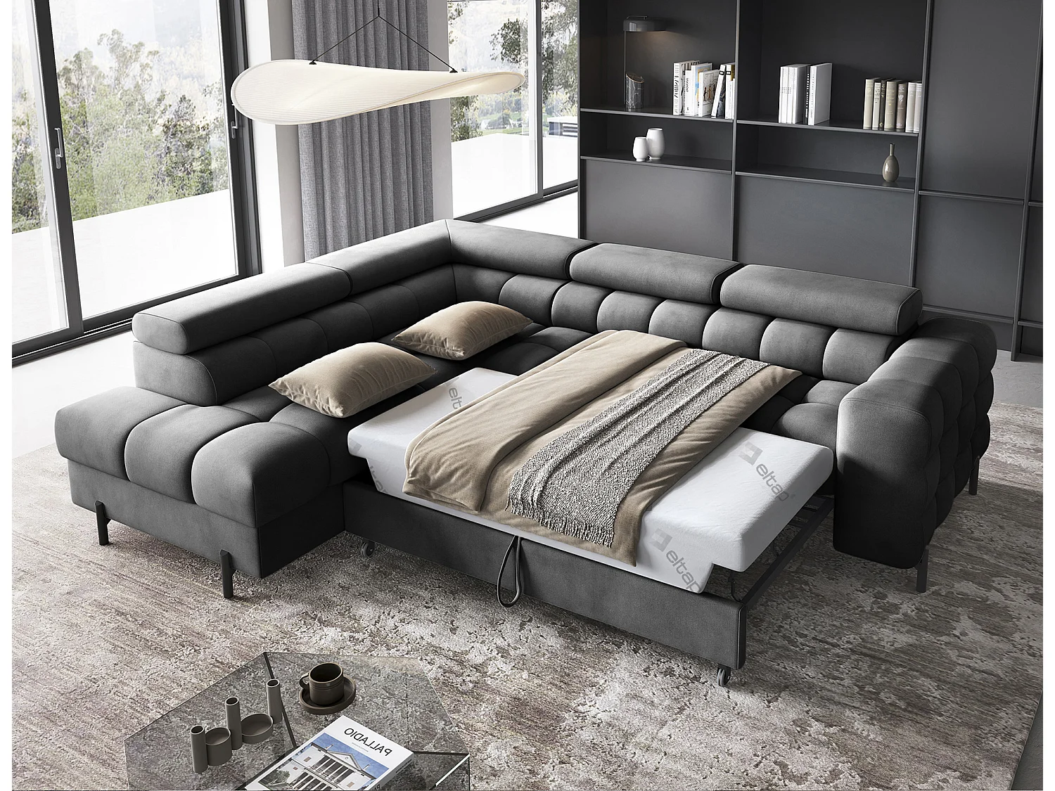 Ecksofa Latina L/Stoffbezug/Anthrazit