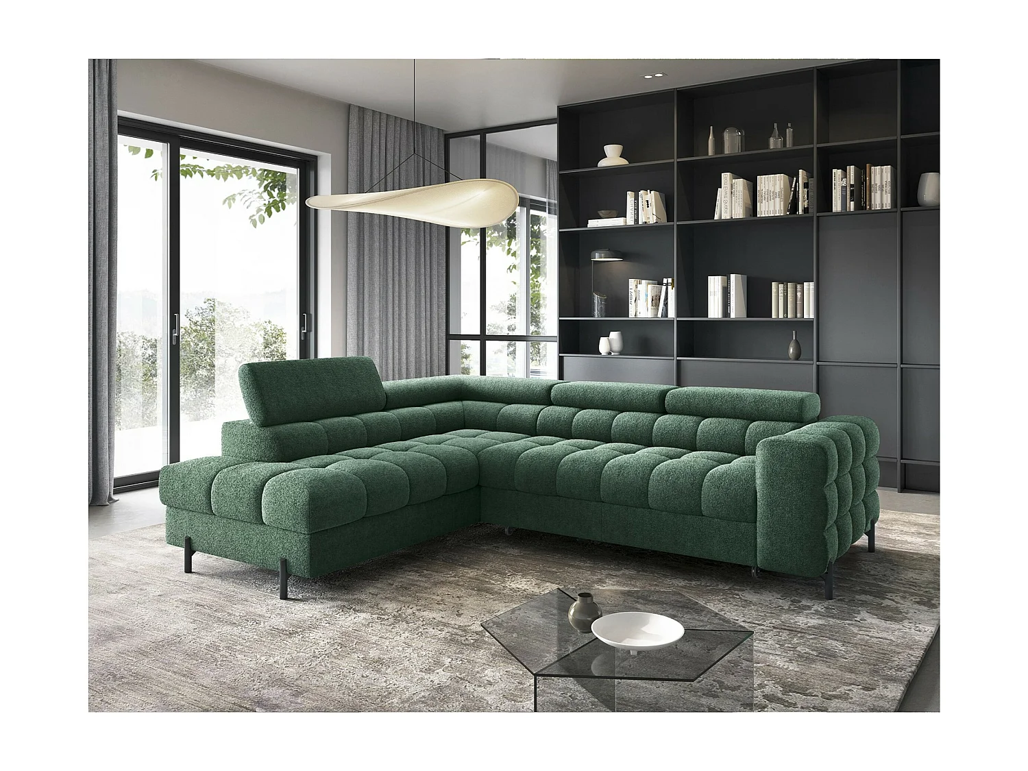 Canapé Corner Latina L/revêtement tissu/Vert