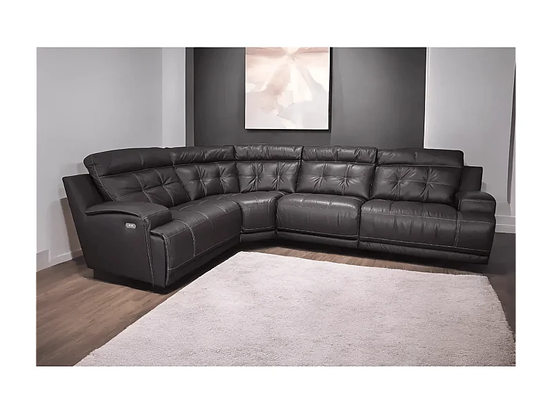 Ecksofa Ronald (Leder)/Stoffbezug/Dunkelbraun