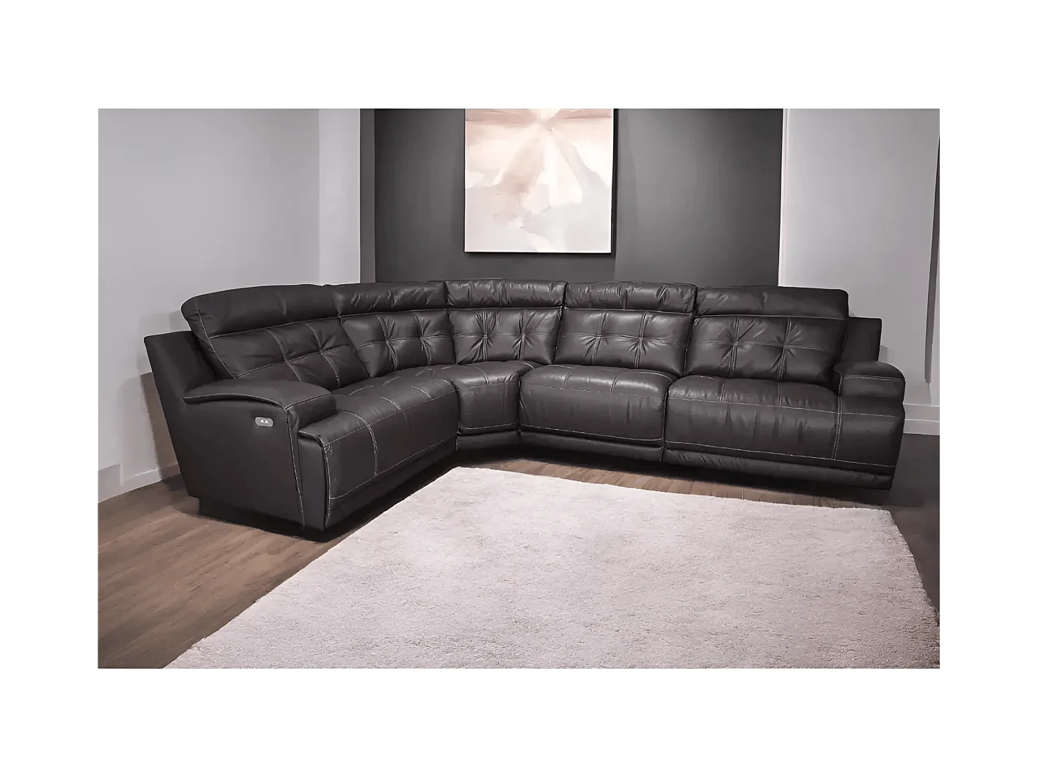 Canapé Corner Ronald (Cuir)/revêtement tissu/Marron