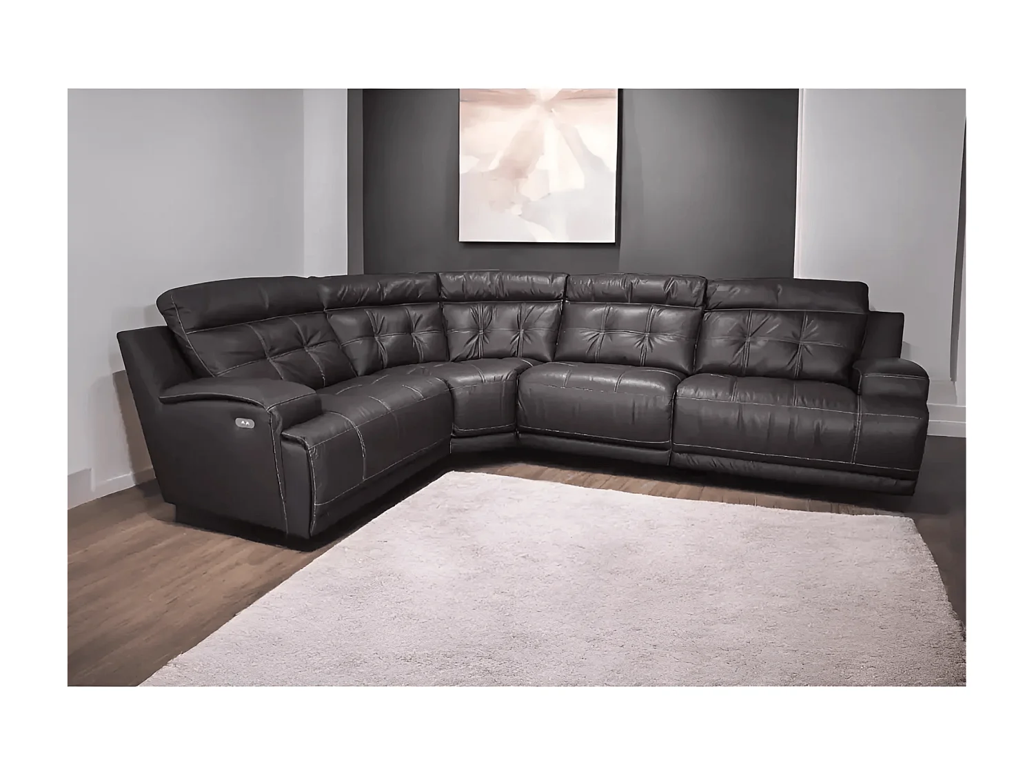 Ecksofa Ronald (Leder)/Stoffbezug/Dunkelbraun