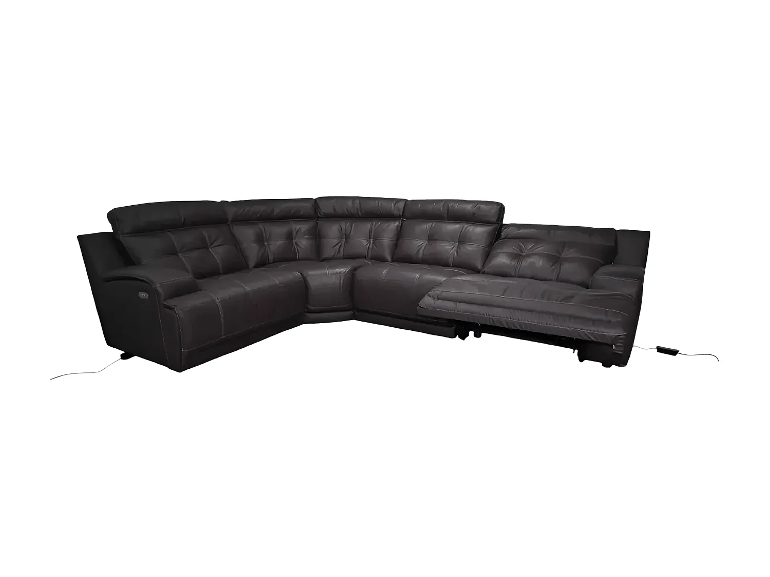 Ecksofa Ronald (Leder)/Stoffbezug/Dunkelbraun