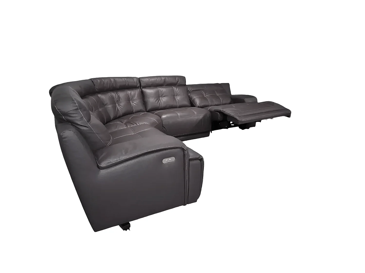 Ecksofa Ronald (Leder)/Stoffbezug/Dunkelbraun