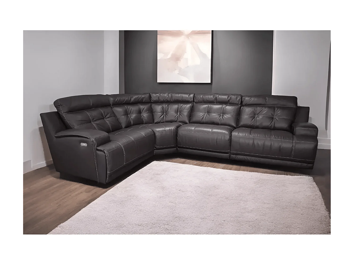 Divano d'angolo Ronald (Pelle)/rivestimento in tessut/Marrone