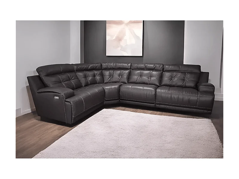 Divano d'angolo Ronald (Pelle)/rivestimento in tessut/Marrone