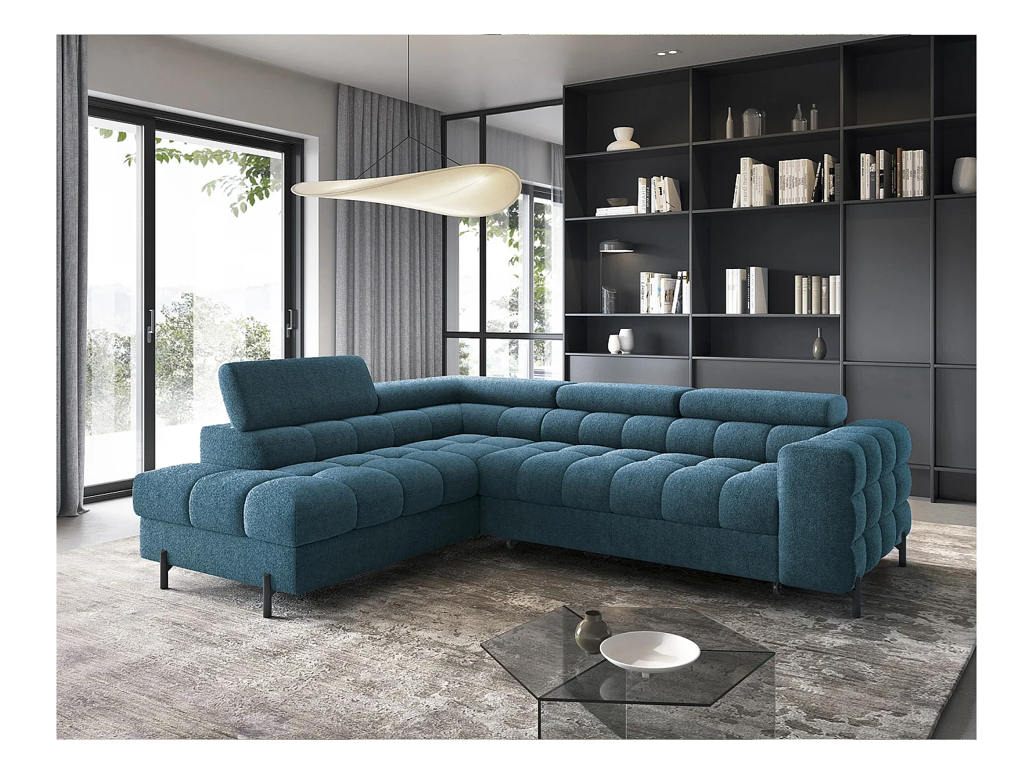 Canapé Corner Latina L/revêtement tissu/Bleu