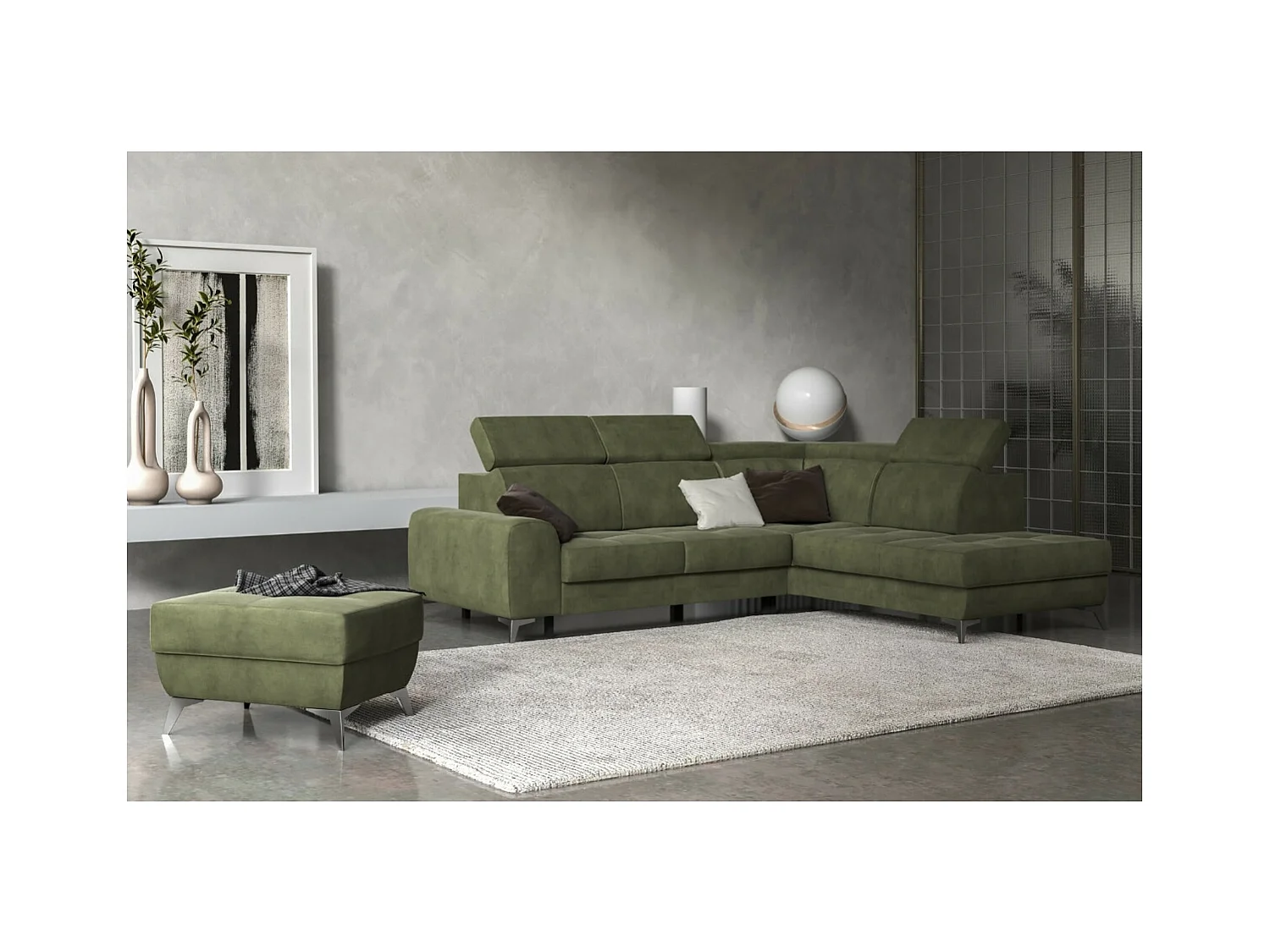 Canapé Corner Diego  R  /revêtement tissu/Vert