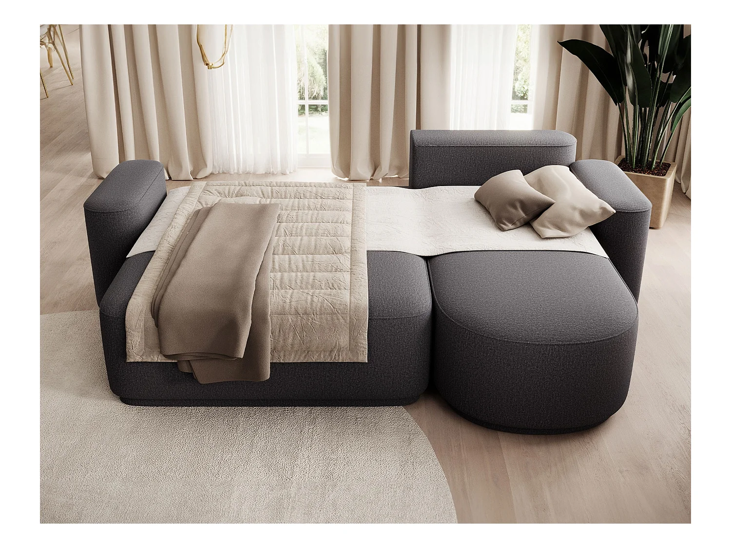 Ecksofa Weggis R/Stoffbezug/Schwarz