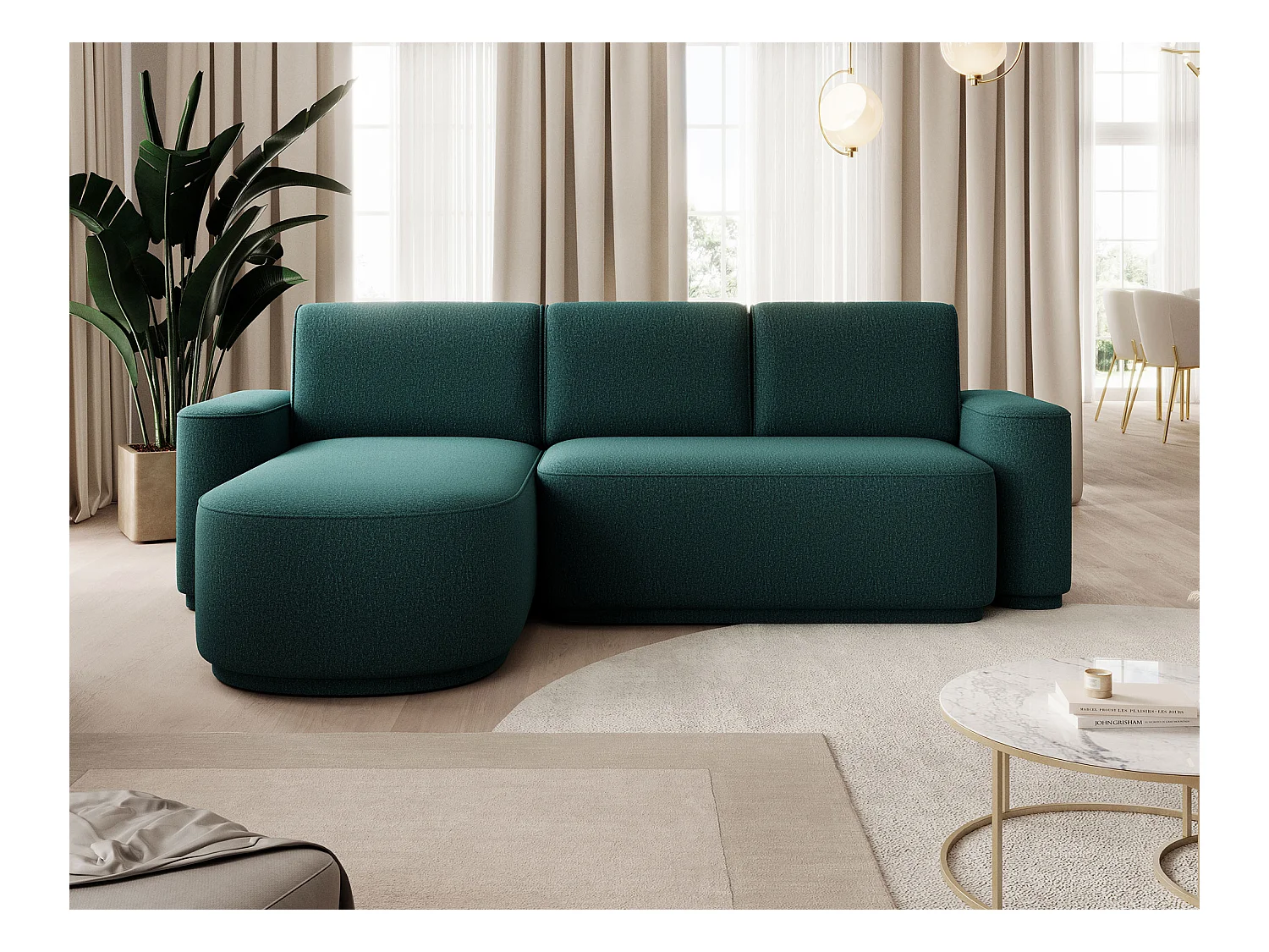 Canapé d'angle Weggis L/revêtement tissu/Vert