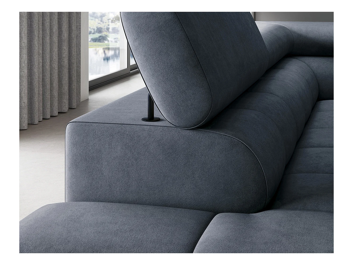 Divano d'angolo Latina L/rivestimento in tessut/Blu