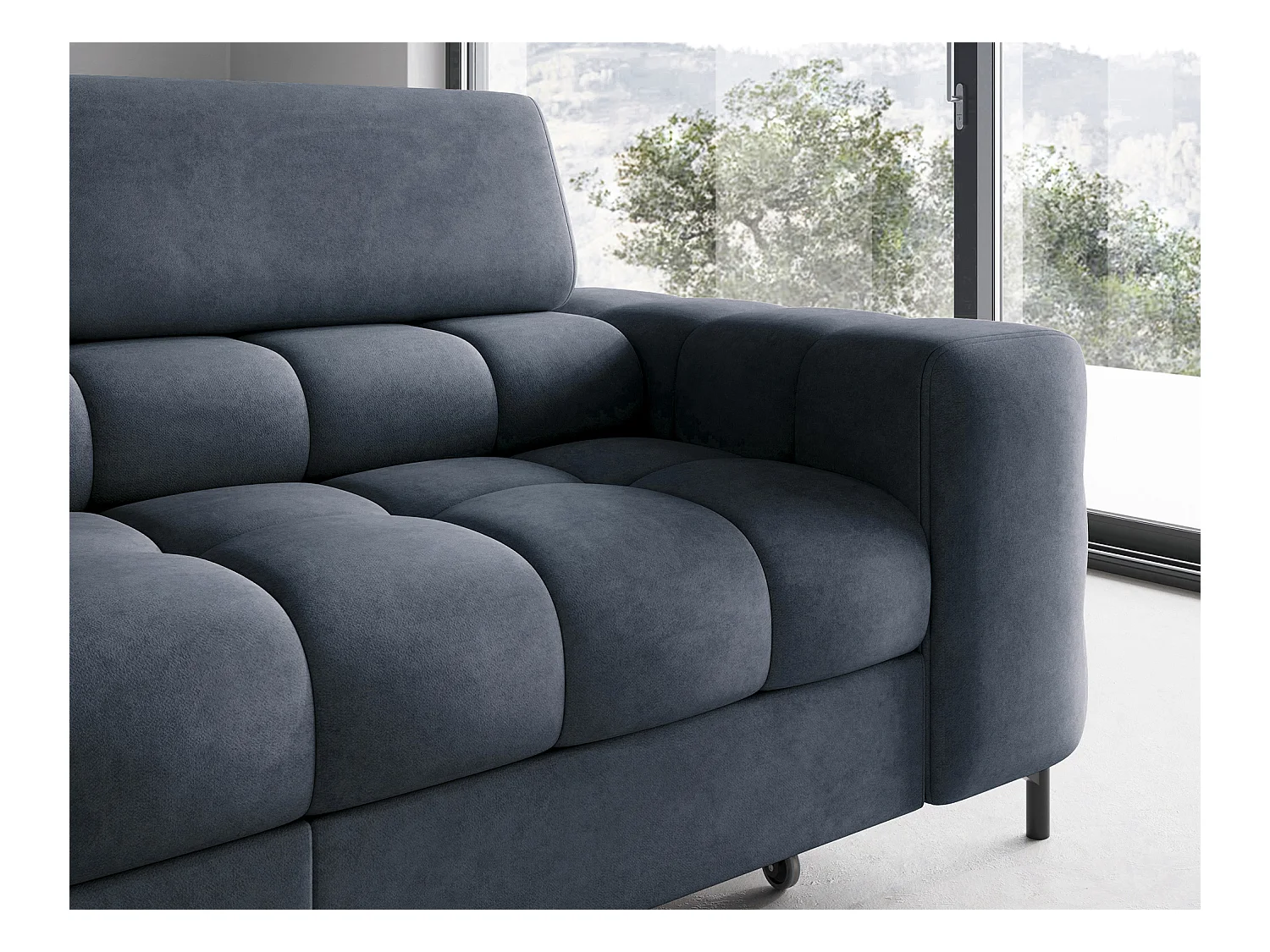 Divano d'angolo Latina L/rivestimento in tessut/Blu