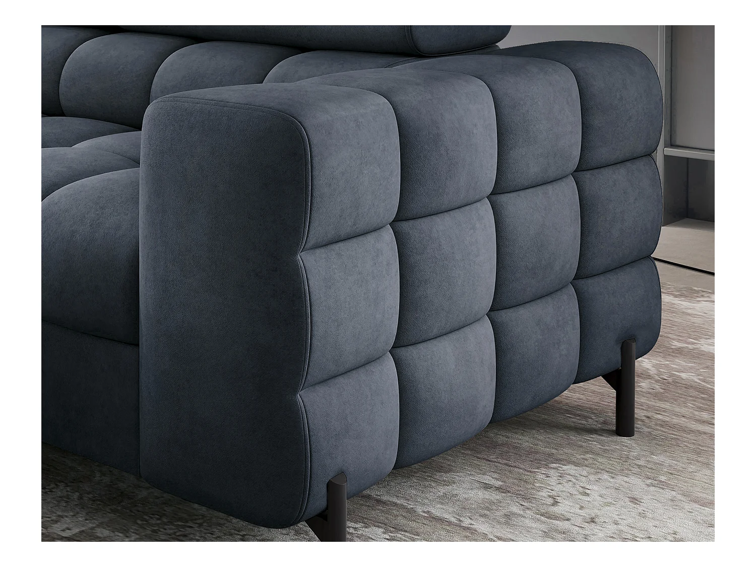 Divano d'angolo Latina L/rivestimento in tessut/Blu