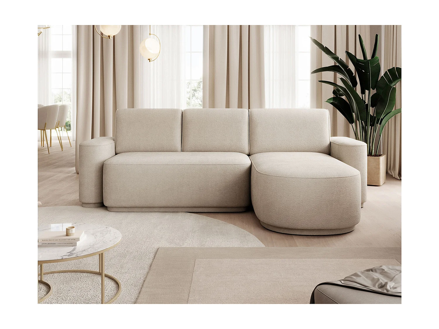 Ecksofa Weggis R/Stoffbezug/Beige