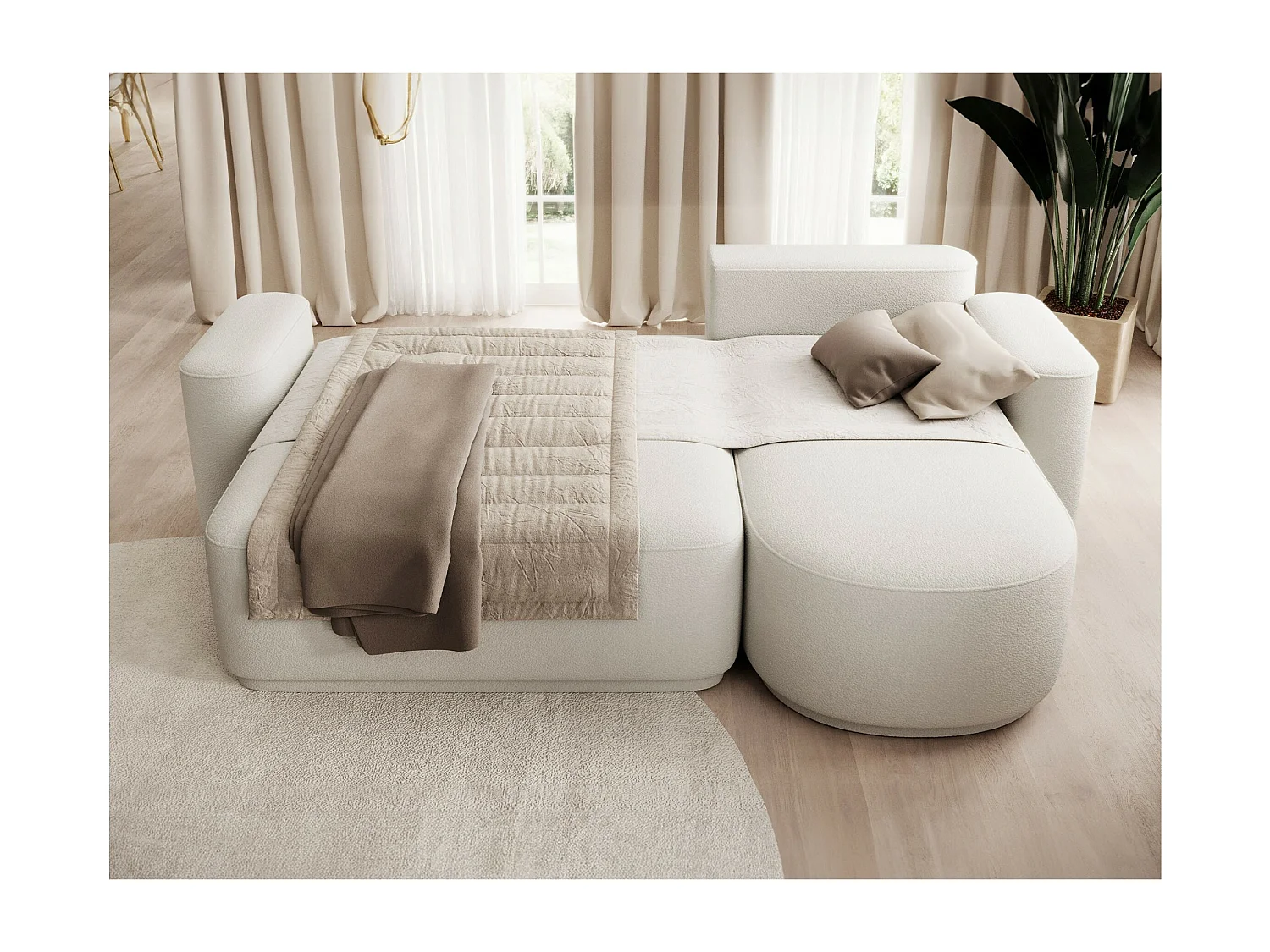 Canapé d'angle Weggis R/revêtement tissu/Beige