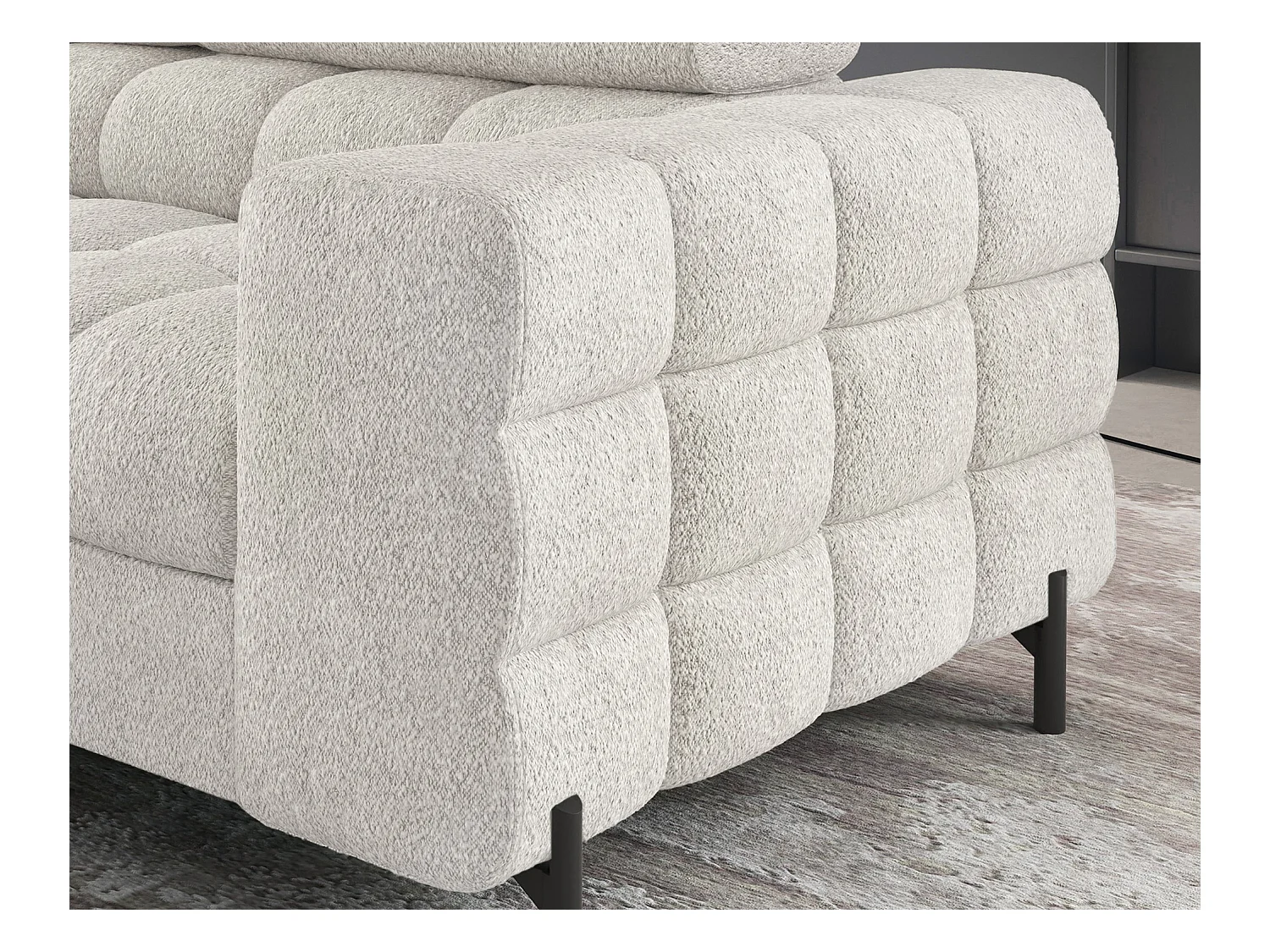 Canapé Corner Latina L/revêtement tissu/Blanc