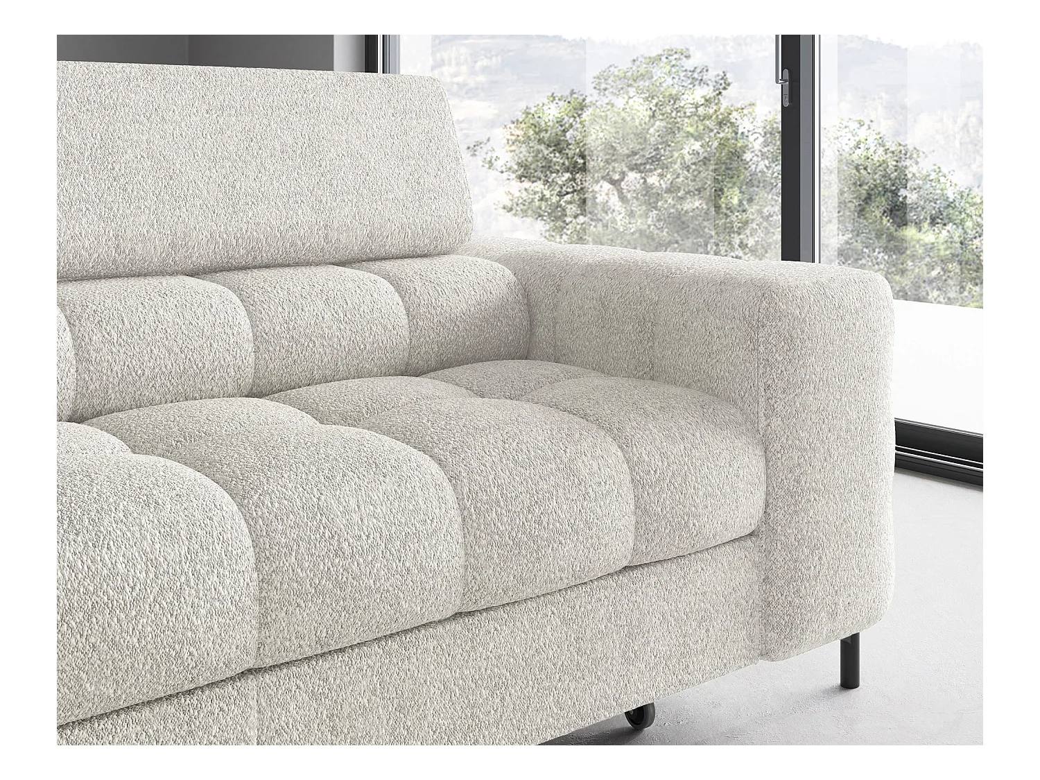 Canapé Corner Latina L/revêtement tissu/Blanc