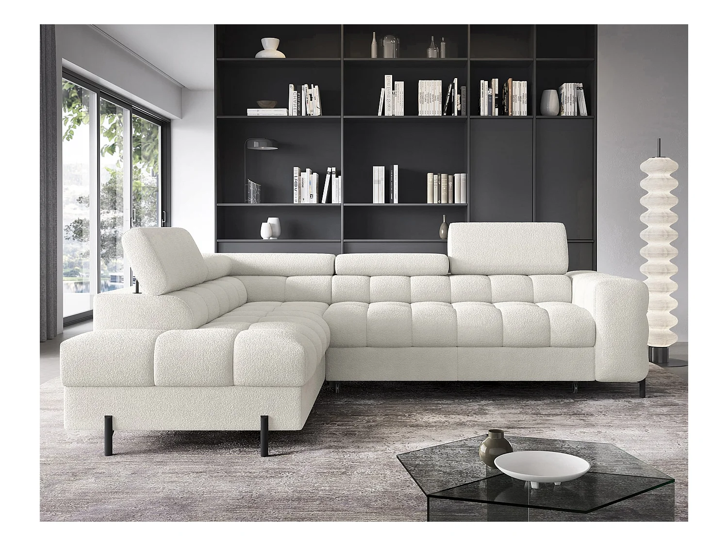 Canapé Corner Latina L/revêtement tissu/Blanc