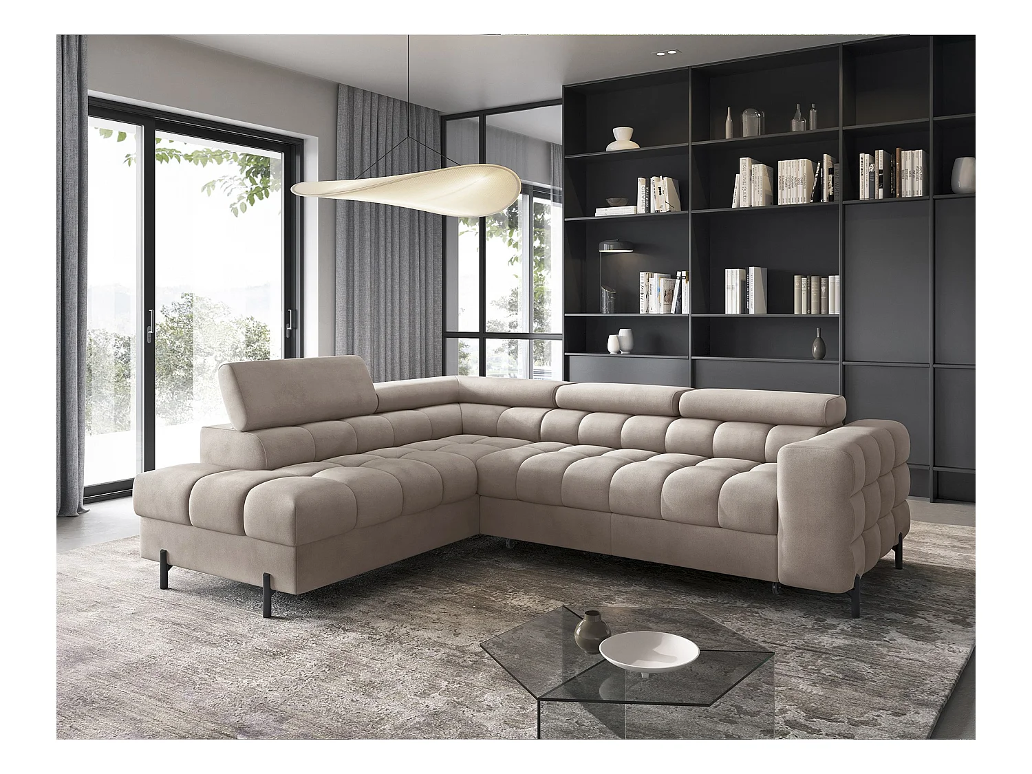Ecksofa Latina L/Stoffbezug/Beige