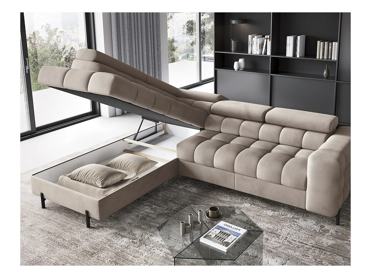 Ecksofa Latina L/Stoffbezug/Beige