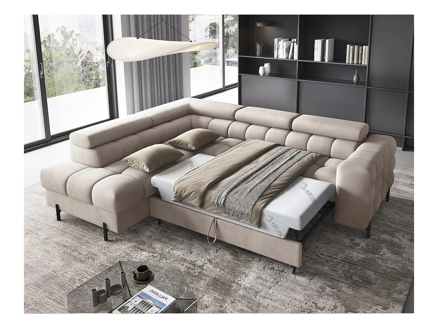 Ecksofa Latina L/Stoffbezug/Beige