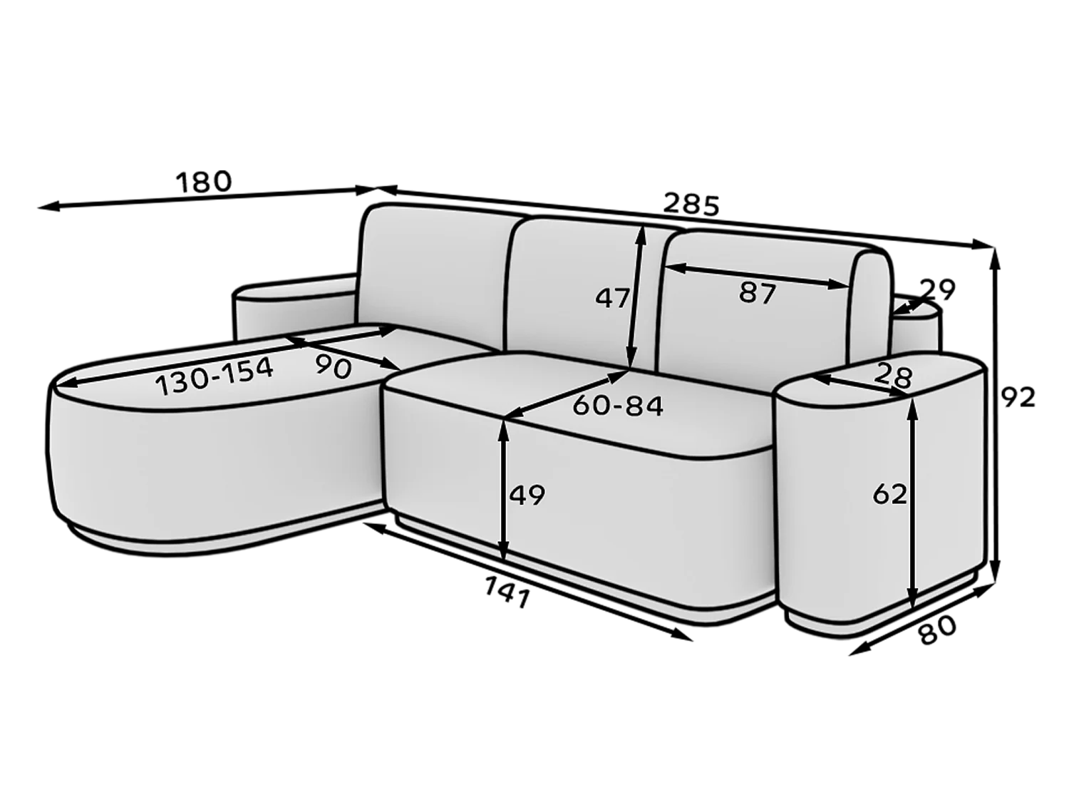 Divano d'angolo Weggis L /rivestimento in tessut/Beige