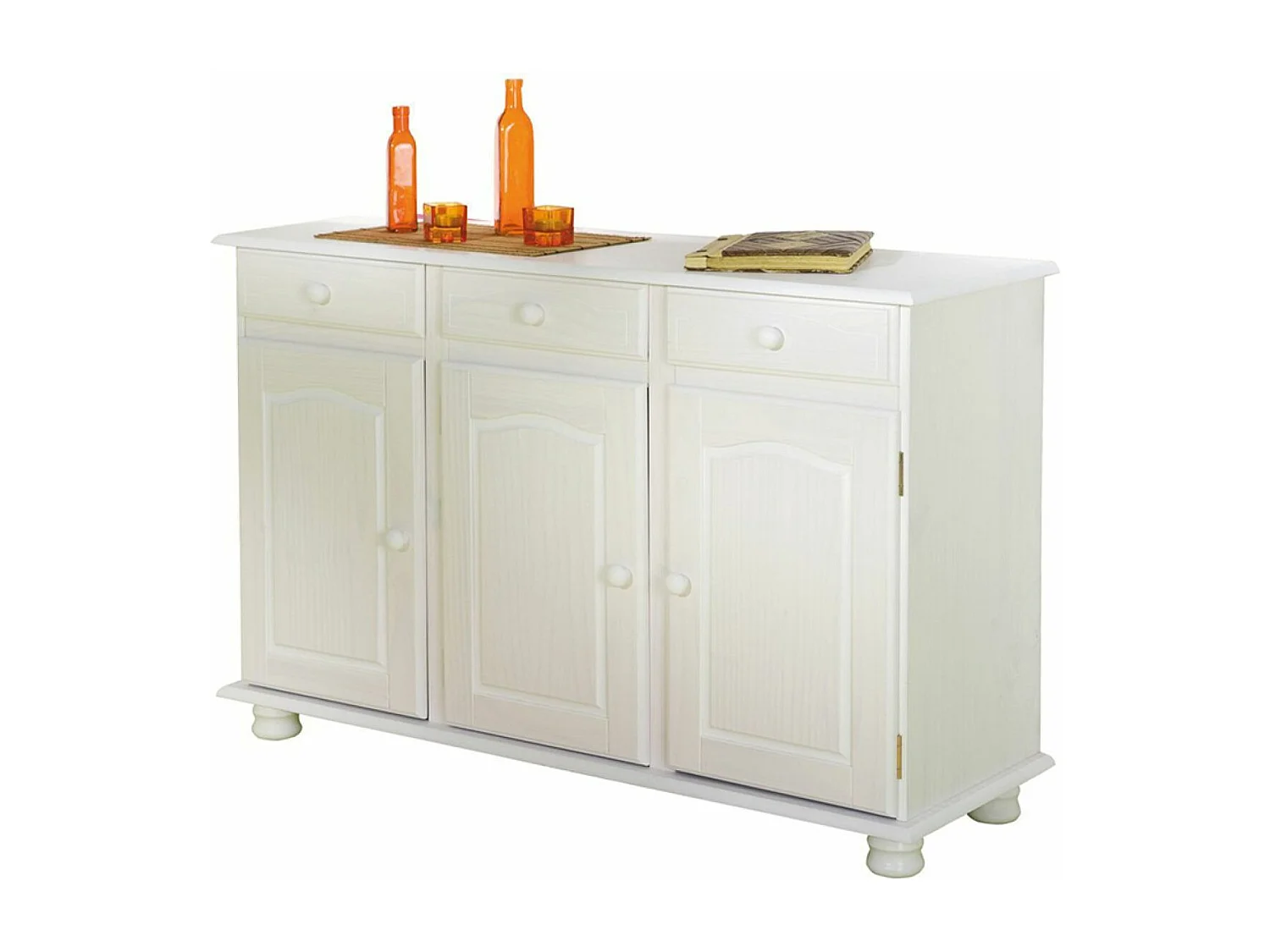 Bahut Bas Livio Teinté Blanc, Dim : 43 x 130 x 87 cm