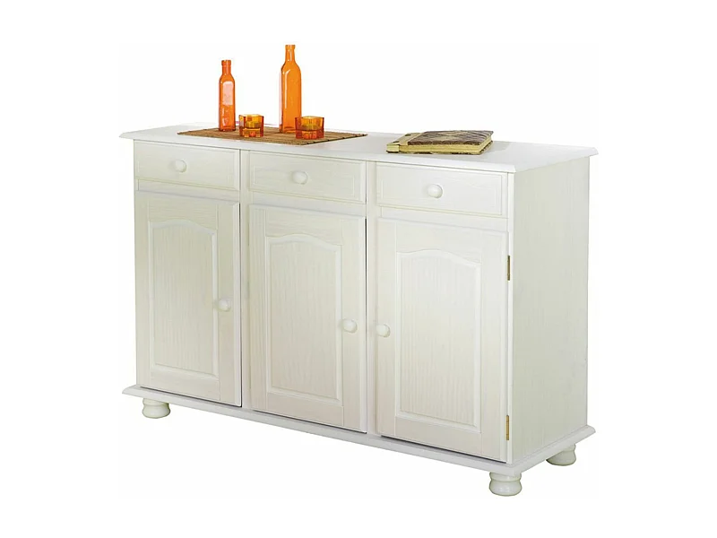 Bahut Bas Livio Teinté Blanc, Dim : 43 x 130 x 87 cm