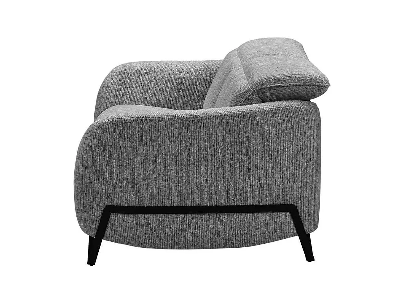 Canapé fixe 2 places tissu polyester gris avec têtières inclinables manuelles - AMSTEN