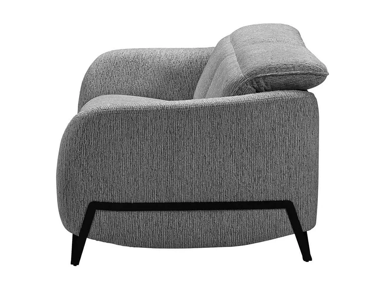 Canapé fixe 2 places tissu polyester gris avec têtières inclinables manuelles - AMSTEN