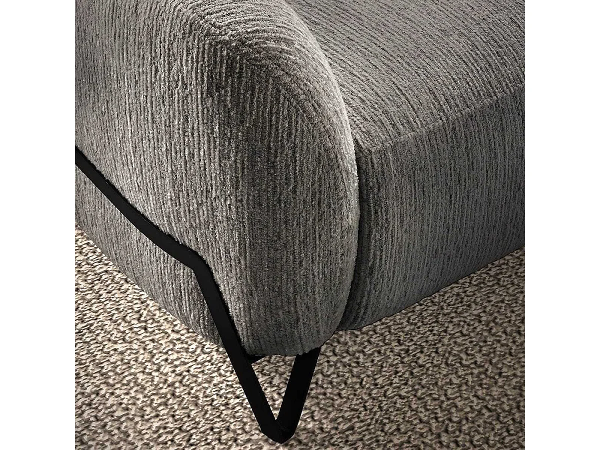 Canapé fixe 2 places tissu polyester gris avec têtières inclinables manuelles - AMSTEN