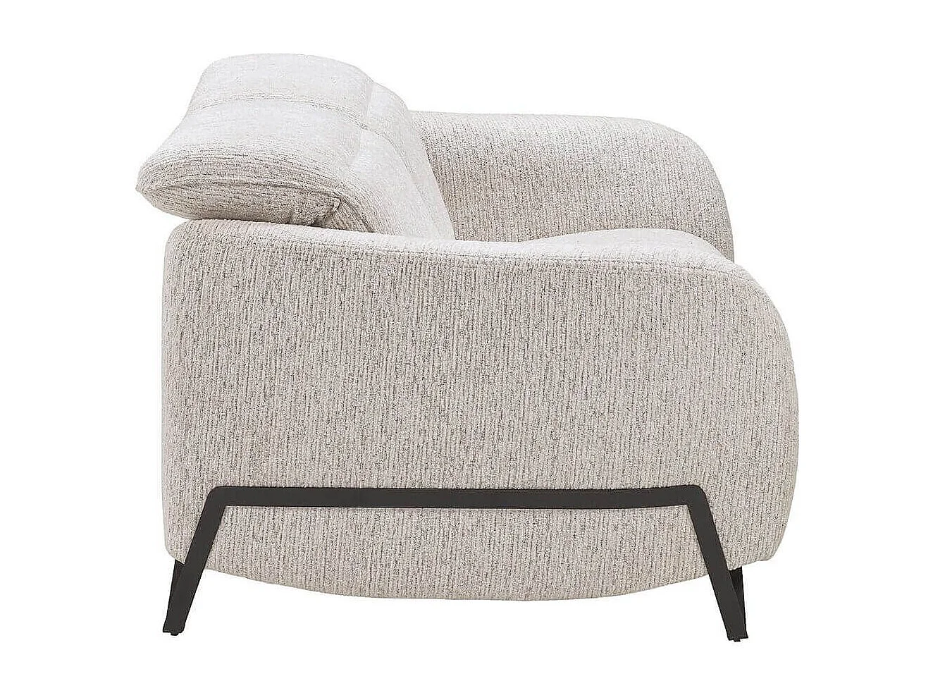 Canapé fixe 2 places tissu polyester beige avec têtières inclinables manuelles - AMSTEN