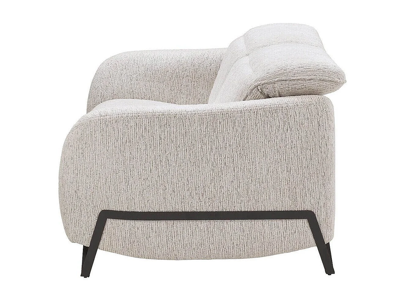 Canapé fixe 2 places tissu polyester beige avec têtières inclinables manuelles - AMSTEN