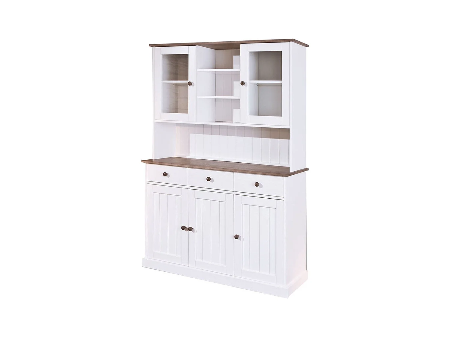 Grand buffet coloris blanc en bois massif et métal - Dim : L 131 x P 45 x H191 cm