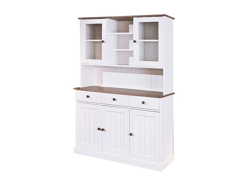 Grand buffet coloris blanc en bois massif et métal - Dim : L 131 x P 45 x H191 cm