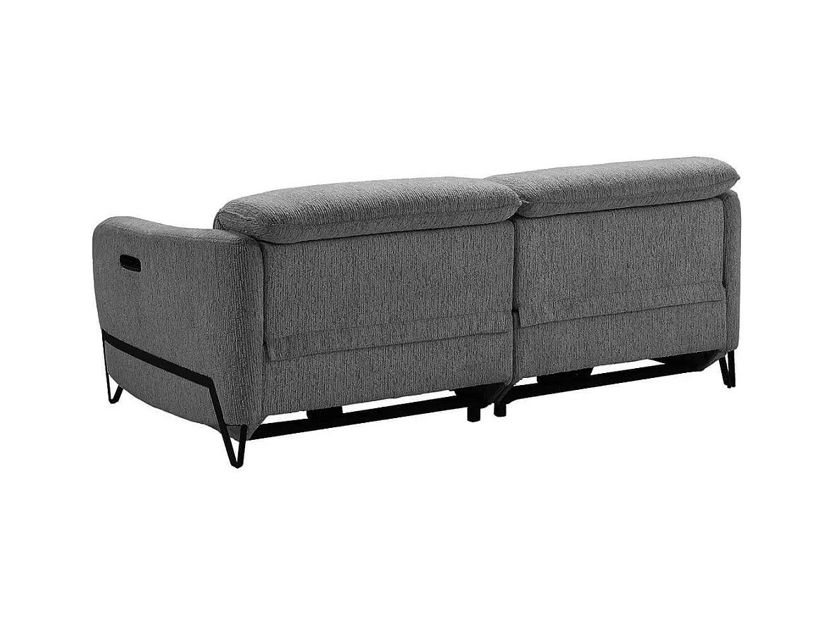 Canapé relax électrique 3 places tissu polyester gris - AMSTEN