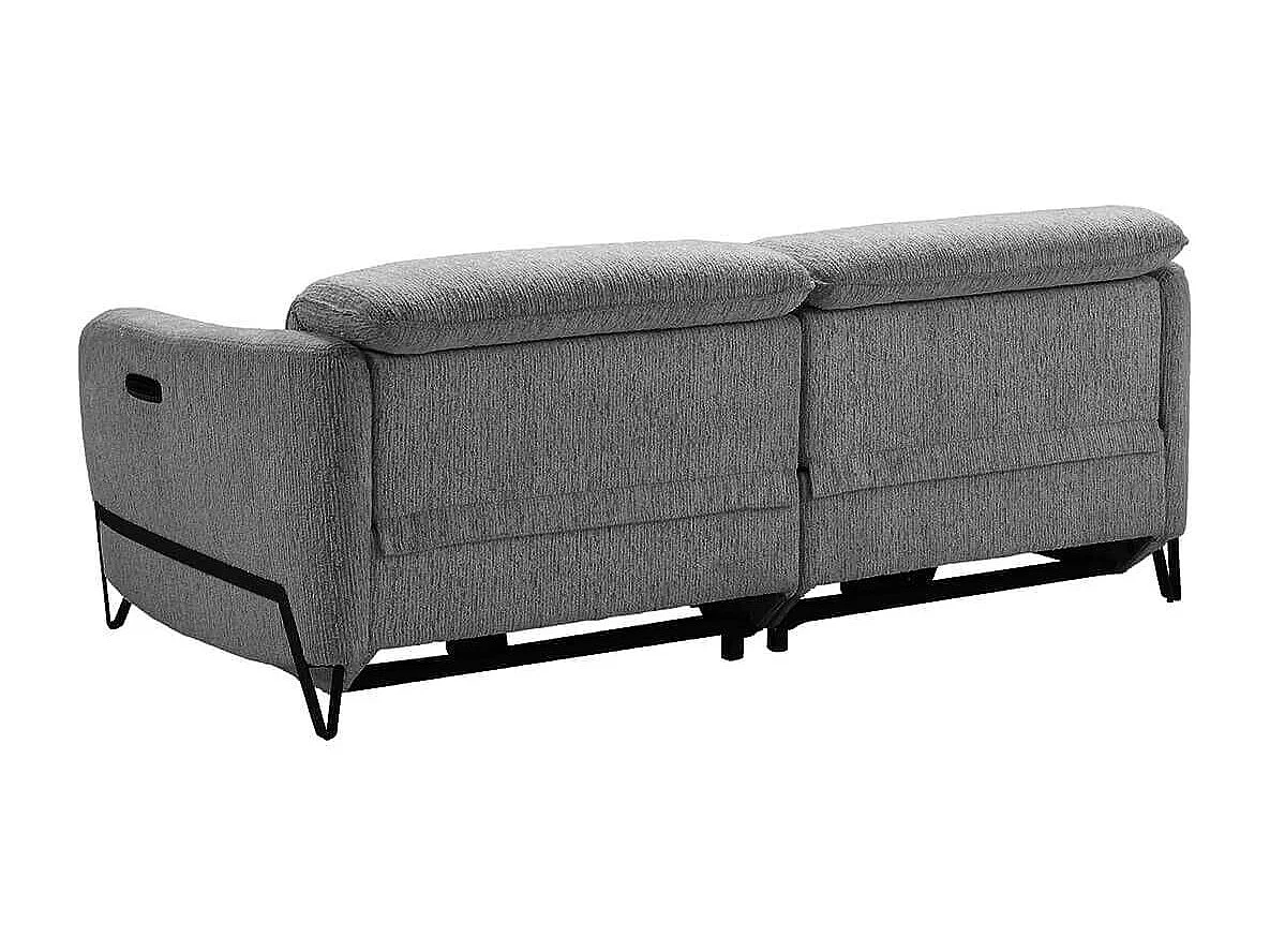 Canapé relax électrique 3 places tissu polyester gris - AMSTEN
