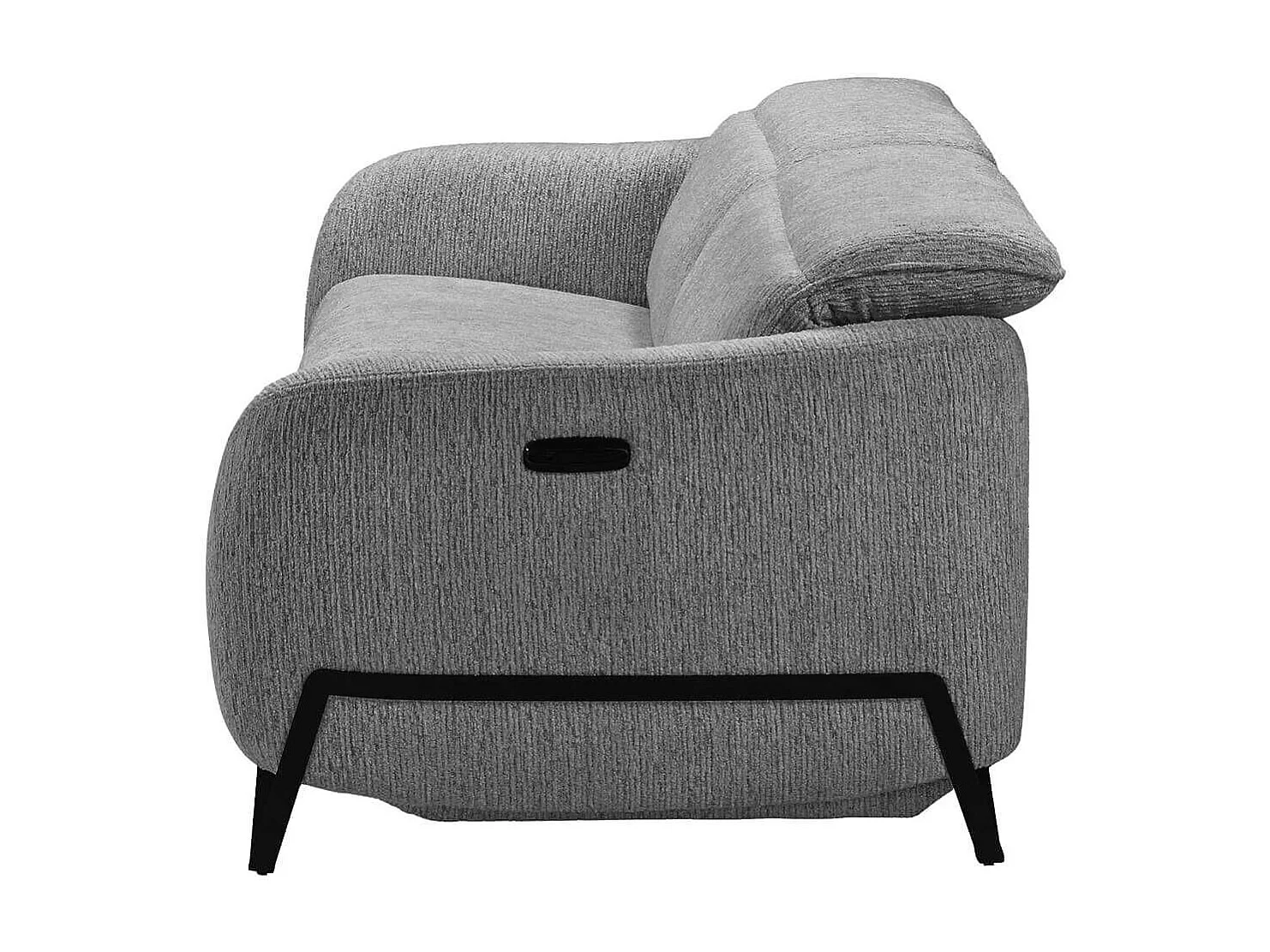 Canapé relax électrique 3 places tissu polyester gris - AMSTEN