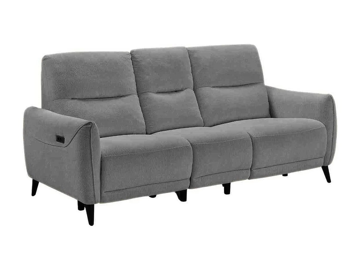Canapé relax électrique 3 places tissu polyester gris - KERDAL