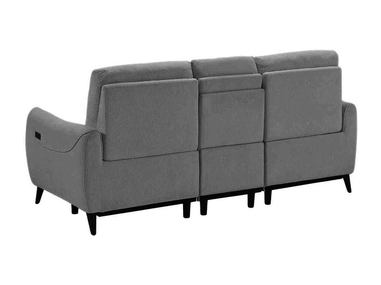 Canapé relax électrique 3 places tissu polyester gris - KERDAL