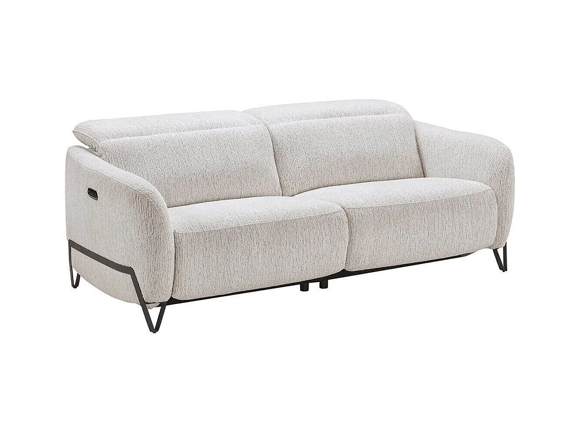 Canapé relax électrique 3 places tissu polyester beige - AMSTEN