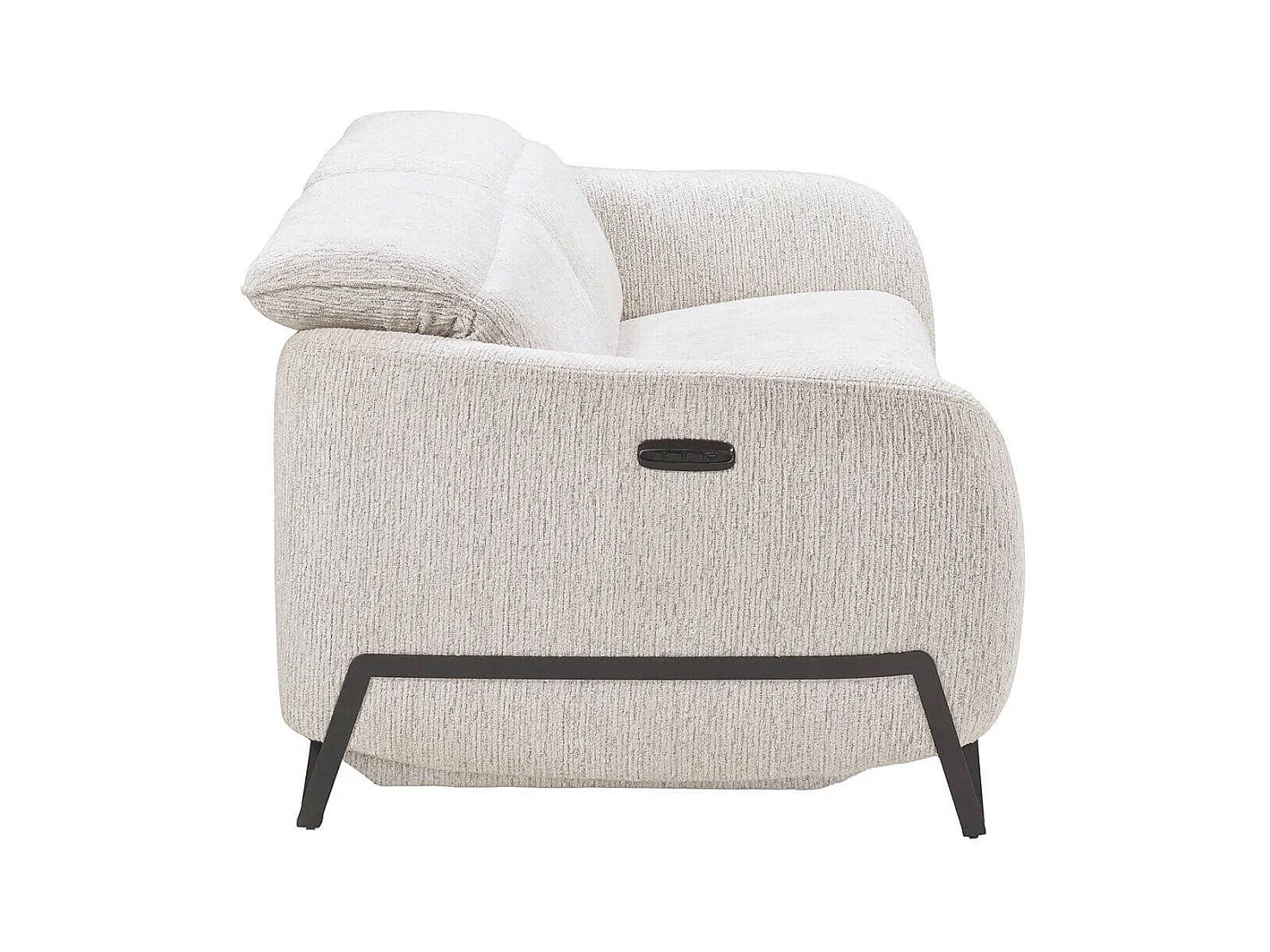 Canapé relax électrique 3 places tissu polyester beige - AMSTEN