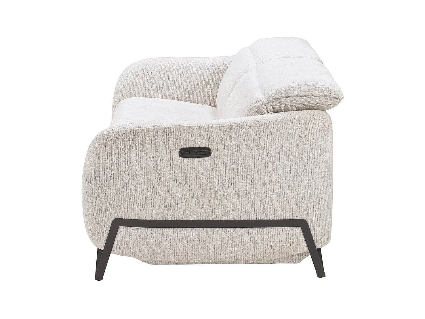 Canapé relax électrique 3 places tissu polyester beige - AMSTEN