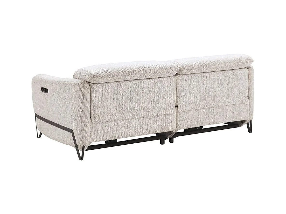 Canapé relax électrique 3 places tissu polyester beige - AMSTEN