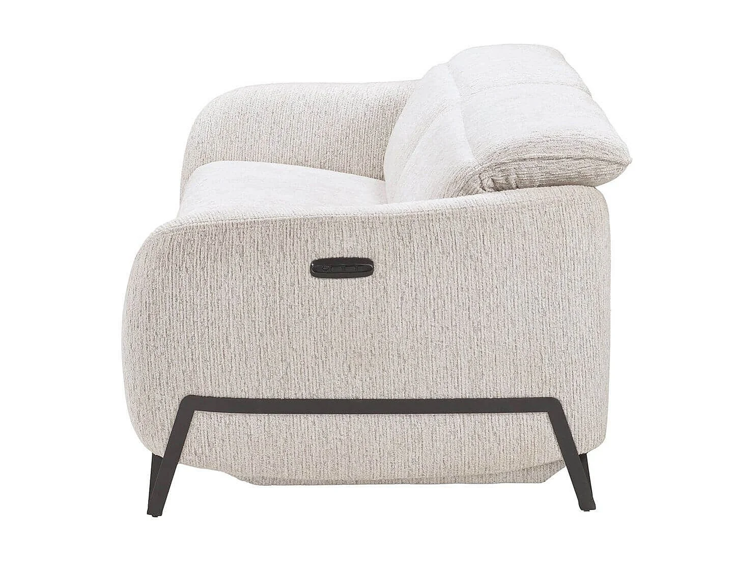 Canapé relax électrique 3 places tissu polyester beige - AMSTEN