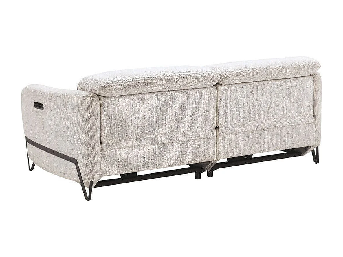 Canapé relax électrique 3 places tissu polyester beige - AMSTEN