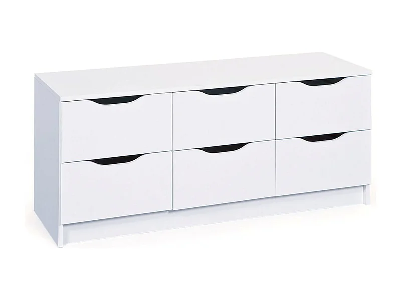 Commode en panneaux de particules mélaminé coloris blanc - Dim : 122 x 40 x 50 cm